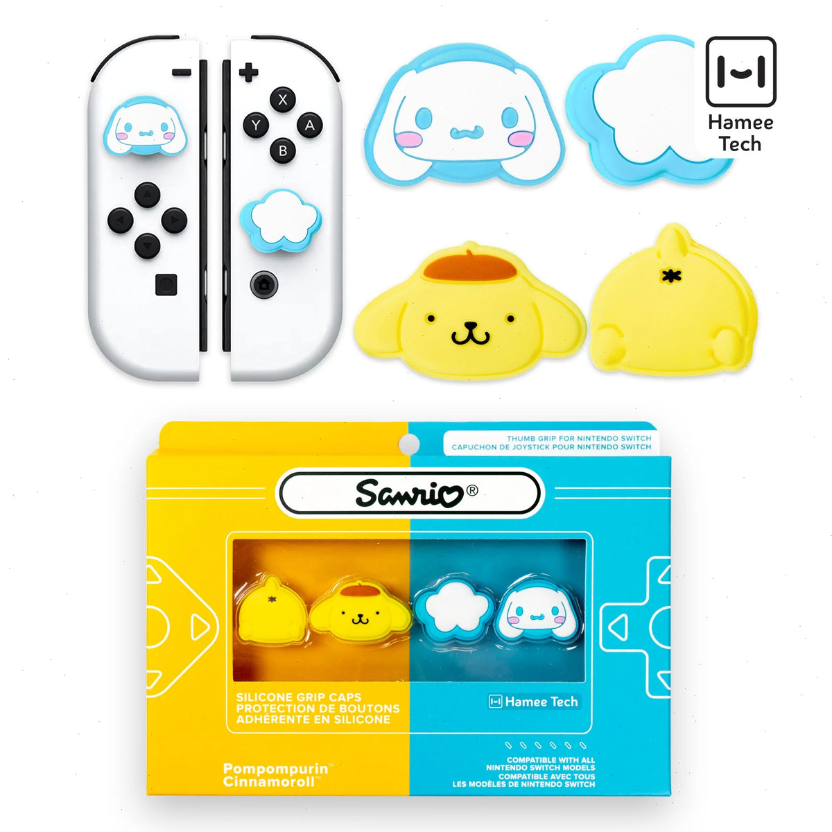 Hello Kitty and Friends Nintendo Switch Grip Caps (Cinnamoroll + Pompompurin)